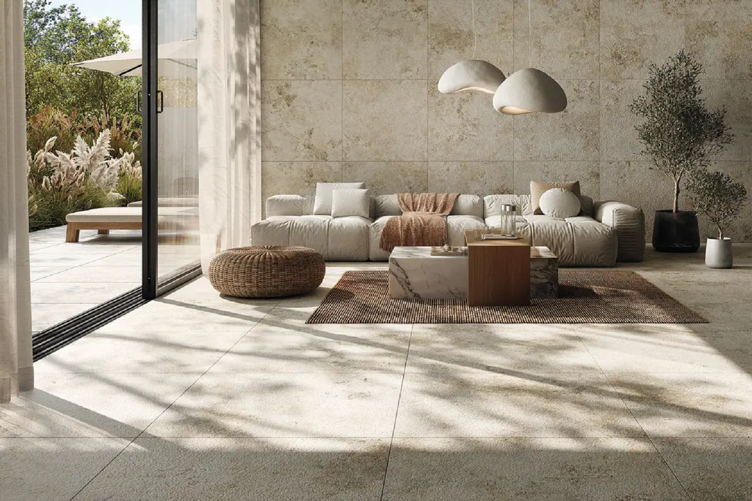 Minimalistyczny salon z dodatkiem Modern Organic